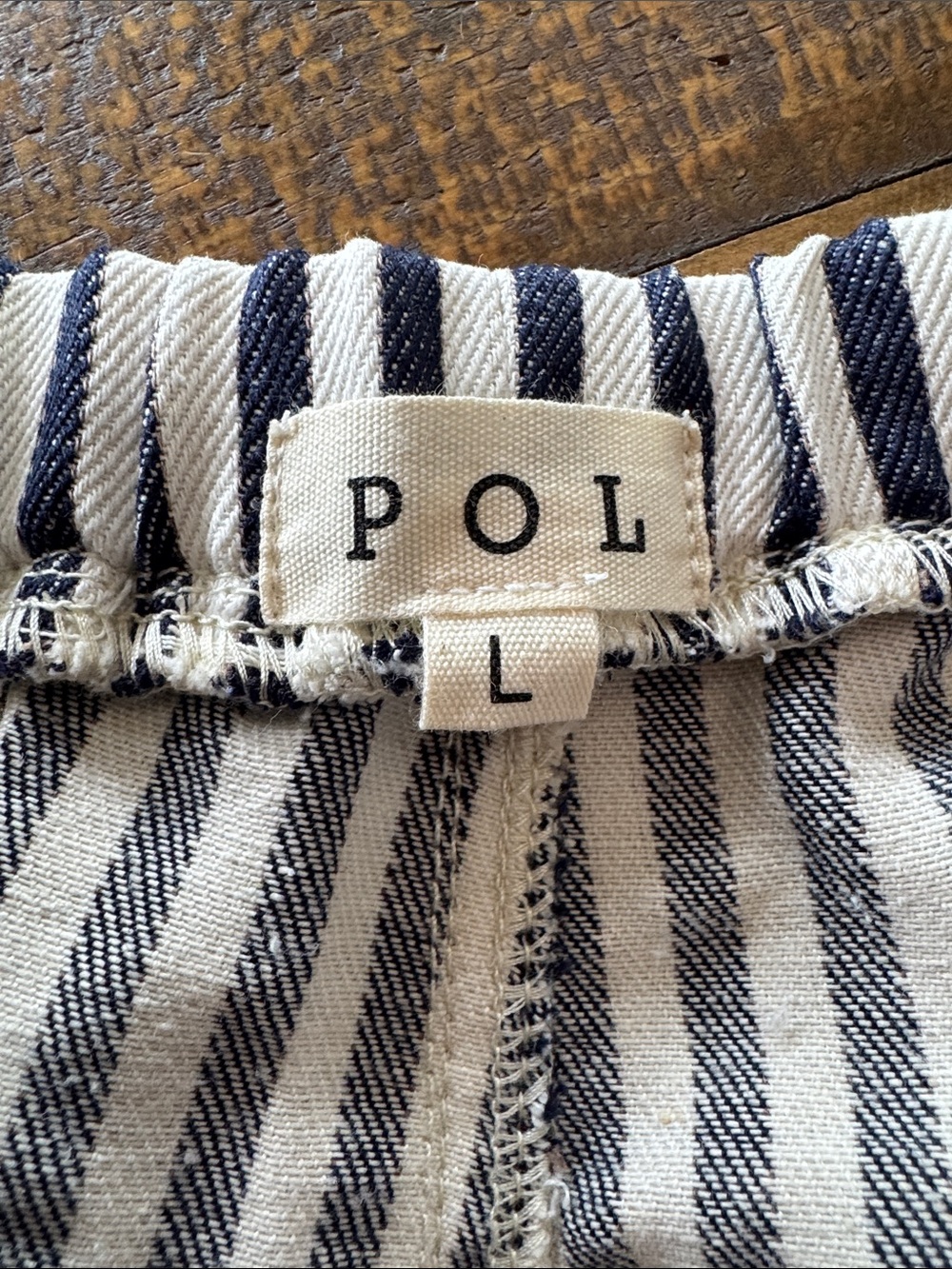 POL Striped Black & White Casual Cotton Capris with Lace Drawstring Sz Lg - Picture 3 of 10